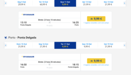 Viagens a 9,99€ de e para os Açores em campanha Ryanair